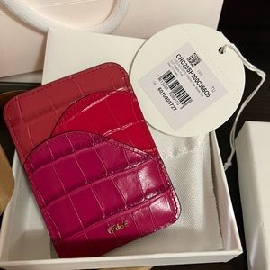 Chloe fuchsia pink crocodile print leather card case